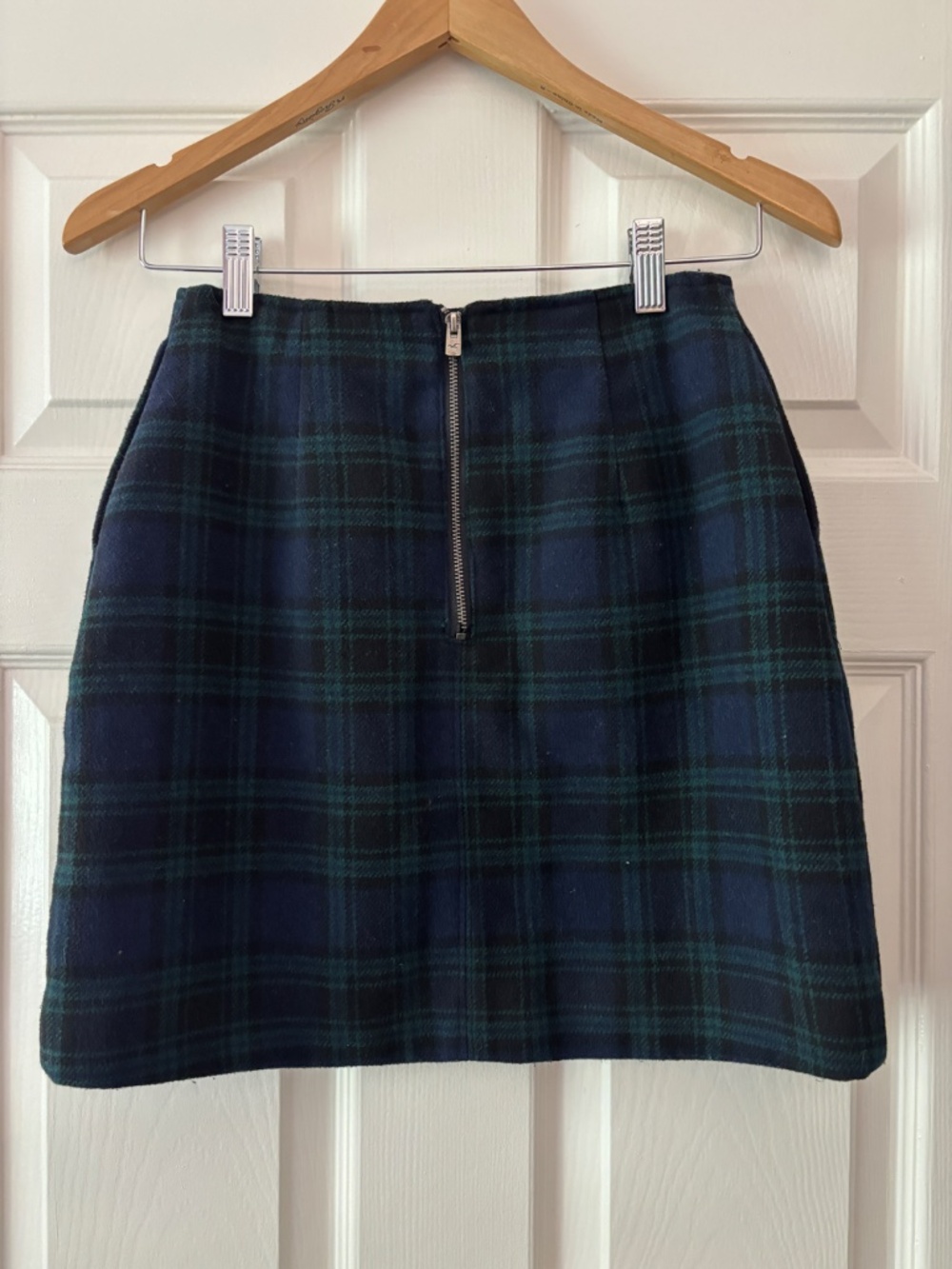 Hollister Ultra High Rise Mini Skirt - Navy Blue & Green Plaid Size XS - Picture 3 of 11
